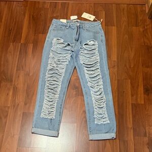 Distressed Light Blue Women’s Ripped Jeans